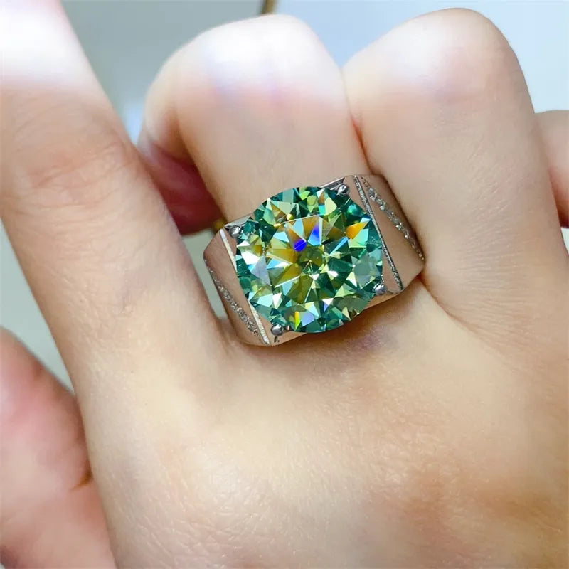 10 Carat Moissanite 925 Sterling Silver Signet Ring | Redblad 18K Solid Gold & Certified Diamond Rings