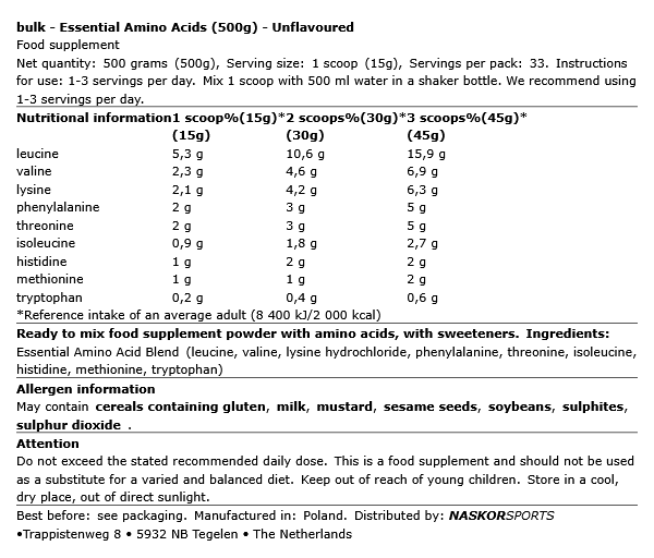 EAA - Essential Amino Acids Powder - Bulk