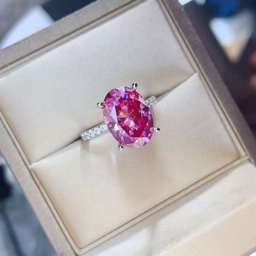 8 Carat Moissanite Oval 925 Sterling Silver Ring | Redblad 18K Solid Gold & Certified Diamond Rings