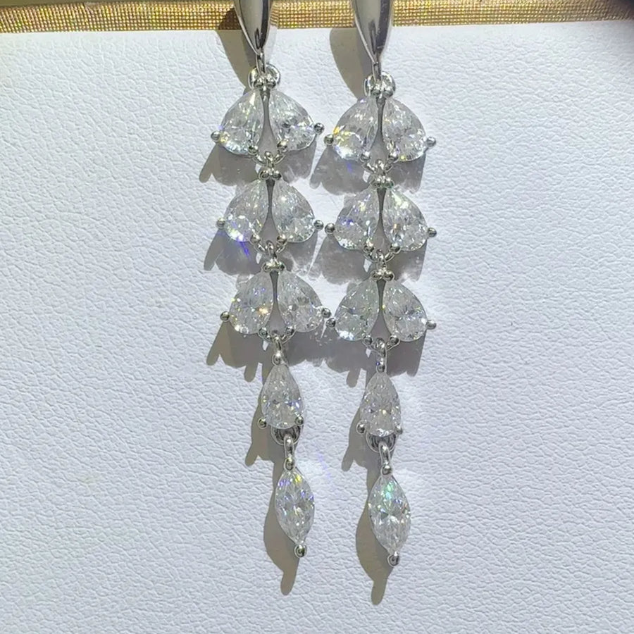 6 Carat Moissanite 925 Sterling Silver Bar Earrings | Redblad 18K Solid Gold & Certified Diamond Earrings