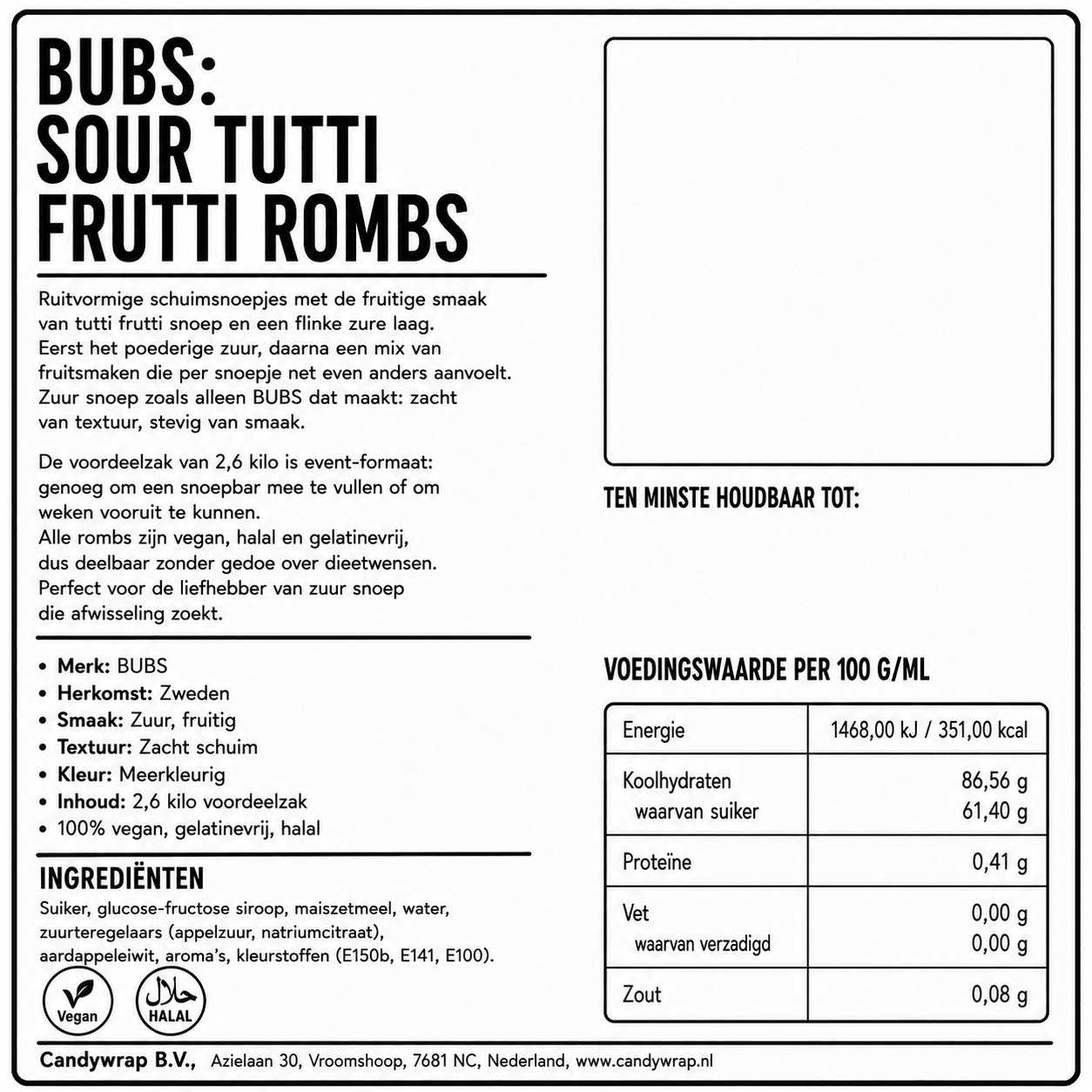 BUBS: Sour Tutti Frutti Rombs