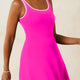 Roos Rood met Contrasterende Bies Neckline Active Shorts Attached One Piece Swim Jurk