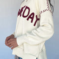Beige Drop Shoulder Game Day Letter Print Pullover Sweater - Damesmode Afbeelding 5 - Foto 5