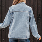 Myosotis-Jakobsmuschel-Kragenkragen mit gepatchter Tasche und mineralgewaschener Jeansjacke - Thumbnail
