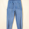 Beau Blue Drawstring Elastic Waist Pocketed Loose Denim Pants - Damesmode Afbeelding 6 - Foto 6