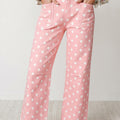 Jeans casual slim fit rosa a pois - Foto 1