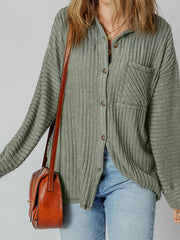 Camisa de hombros recaída Mist Green Thermal Ribbed Texture - Miniatuur