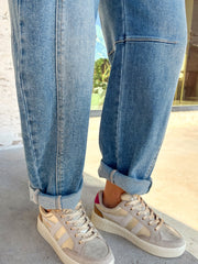 Jeans a canne con polsette Blu Cielo Medium Wash - Miniatuur