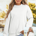 Dunkelblauer Oversize-Pullover mit Cut-Shoulder Reversible Mock-Neck-Pullover - Foto 4