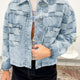 Beau Blauw Spijkerstof Checkerood Patroon Patchwork Womens Casual Jasje