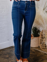 Jeans droits à couture profonde Sail Blue Center - Miniatuur