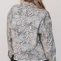 Veste en jean à col clouté à clous à motifs de léopard kaki - Foto 5