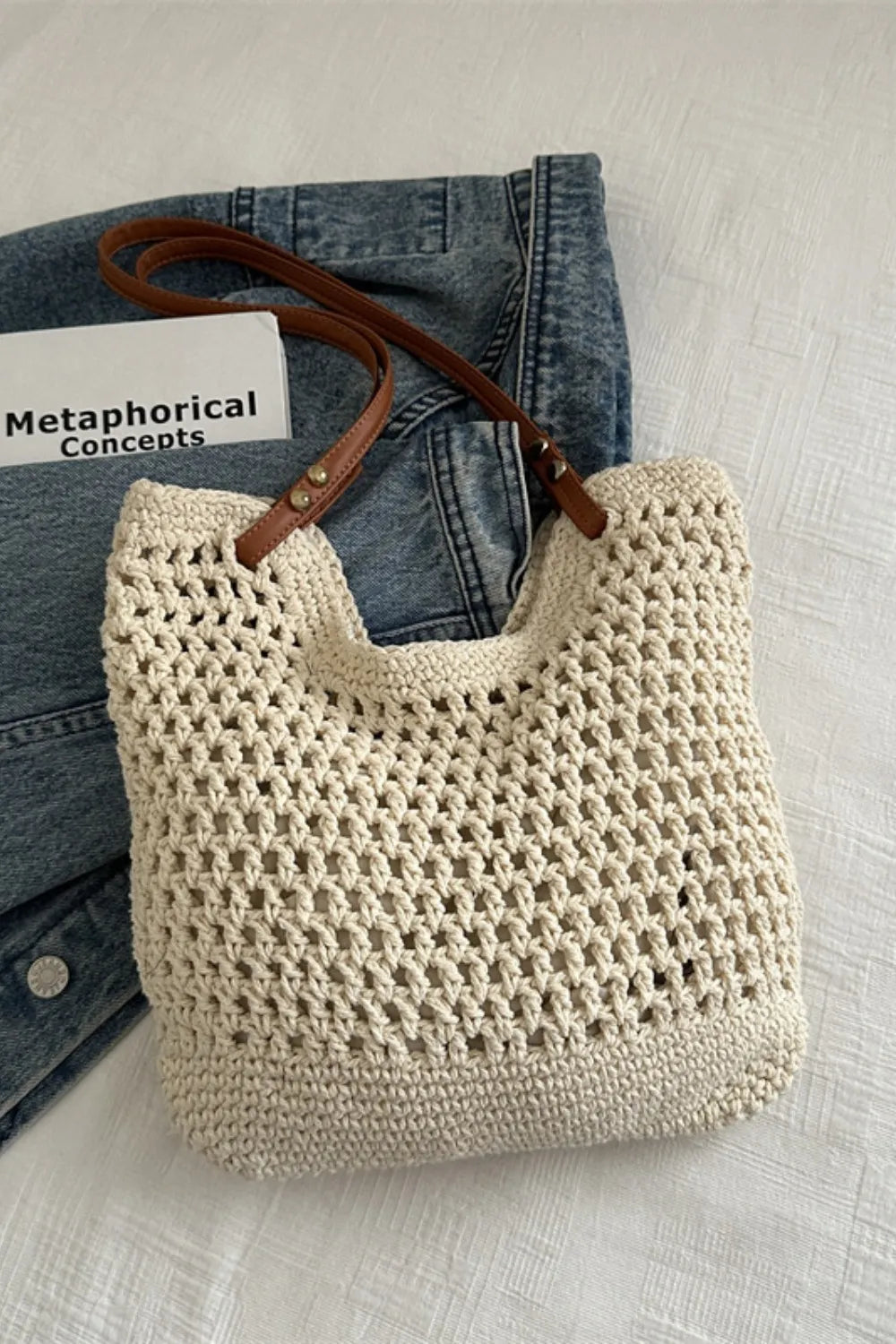 Openwork Woven Tote Bag - Luxe Damesmode & Kleding Collectie | Redblad Nederland