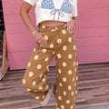 Sky Blue Polka Dot Ankle-Length Metal Button Casual Jeans - Foto 5