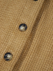 Chemise en velours côtelé beige français clair à boutons à boutons rapiécés - Miniatuur