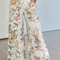 Beige Vintage Style Floral Print High Waist Wide Leg Jeans - Damesmode Afbeelding 1 - Foto 1