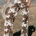 Brown Abstract Pattern Regular Fit Full-Length Western Style Jeans - Damesmode Afbeelding 1 - Foto 1