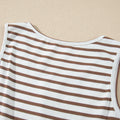Chestnut Striped Colorblock Patchwork Sleeveless Casual Long Dress - Foto 5