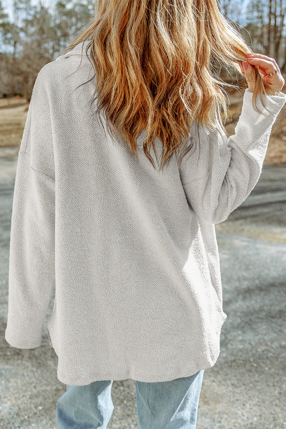 Black Contrast Flap Pockets Relaxed Shacket - Damesmode Afbeelding 5