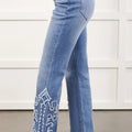 Ashleigh Blue Embroidered Western Print Flare Leg Full Length Jeans - Damesmode Afbeelding 3 - Foto 3