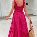 Red Plaid Square Neck Fit-and-flared Vacation Sundress - Foto 2