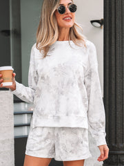 Pull beige à motif camouflage en érable et short décontracté taille élastique - Damesmode Afbeelding 7 - Miniatuur
