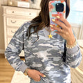 Multicolour Camouflage Long Sleeve Round Neck Shift Pullover Top - Foto 3