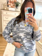 Maglione mimetica multicolore a maniche lunghe con mangione rotonda e maglia con cambio - Miniatuur
