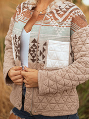 Giacca di moda occidentale patchwork in stile beige francese francese chiaro e trapuntato - Miniatuur