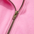 Sachet Pink einfarbiger Rippen-Reißverschluss-Kapuzenjacke mit Kordelzug - Foto 6