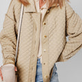 Jet Stream Solid Color Quilted Puffer Buttoned Shacket - Foto 3