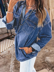 Tasche Western Patch Blu Vela Camicia di jeans a maniche lunghe - Miniatuur