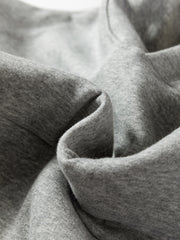 Gray Contrast Rope Drawstring Ruffle Trim Drop Shoulder Baggy Hoodie - Miniatuur