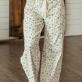 Beige Grommet Knot Waist Floral Barrel Leg Jeans - Damesmode Afbeelding 6 - Foto 6