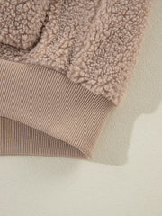 Chaqueta de invierno peluda con cremallera beige francesa clara - Miniatuur