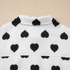 White Double Flap Pocket Heart Print Collar Zip Jacket - Thumbnail