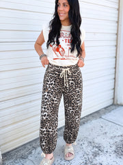 Black Leopard Print Drawstring Jogger Jeans - Women's Fashion Image 3 - Miniatuur