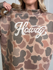 Flerfarvet camouflagemønstret Howdy Western Style Baggy Sweatshirt - Miniatuur