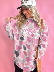 Flerfarvet camouflagemønstret Howdy Western Style Baggy Sweatshirt - Miniatuur