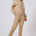 Parchment Solid Half Button Sweatshirt and High Waist Sweatpants Set - Foto 5