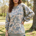 Mehrfarbiger Tarnmuster mit geripptem Trim legerer Pullover-Pullover - Foto 4