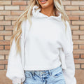 Weißer Sherpa-Fleece-Hoodie mit Senkrecht - Foto 4