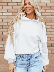 Weißer Sherpa-Fleece-Hoodie mit Senkrecht - Miniatuur