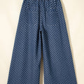 Himmelblaue Polka-Punkte-Knopf-Falten-Detail-Jeans mit weiten Beinen - Foto 4