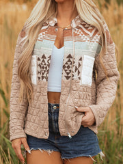 Giacca di moda occidentale patchwork in stile beige francese francese chiaro e trapuntato - Miniatuur