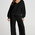 Black V Neck Cropped Seamed High Waist Sports Wear - Damesmode Afbeelding 6 - Foto 6