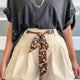 Oatmeal Luipaardprint Contrast Sash Belt Plissiertenshorts mit weiten Beinen