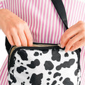White Cow Pattern Print Buckle Wide Belt Inclined Shoulder Bag - Foto 4