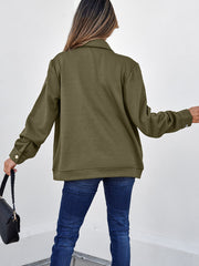 Chemise à col à boutons à fermeture éclair vert vert noirâtre - Damesmode Afbeelding 2 - Miniatuur
