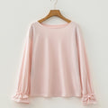 Gossamer-rosa Langarm-Rüschenärmel-Ärmelärmel Legeres, elegantes Oberteil - Foto 5